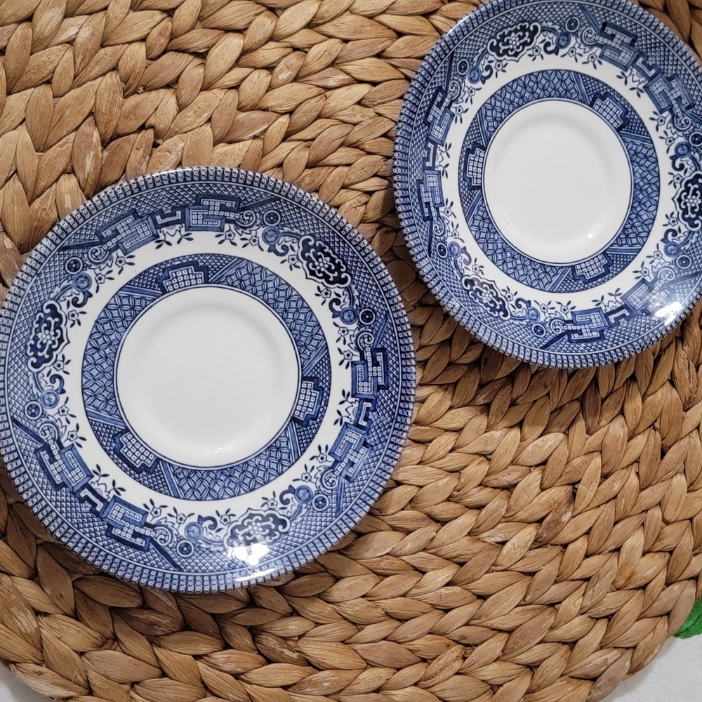 This set of two Churchill Blue Willow replacement saucers is the perfect additio